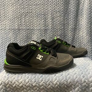 DC Black and Gray Sneakers with Green Accents